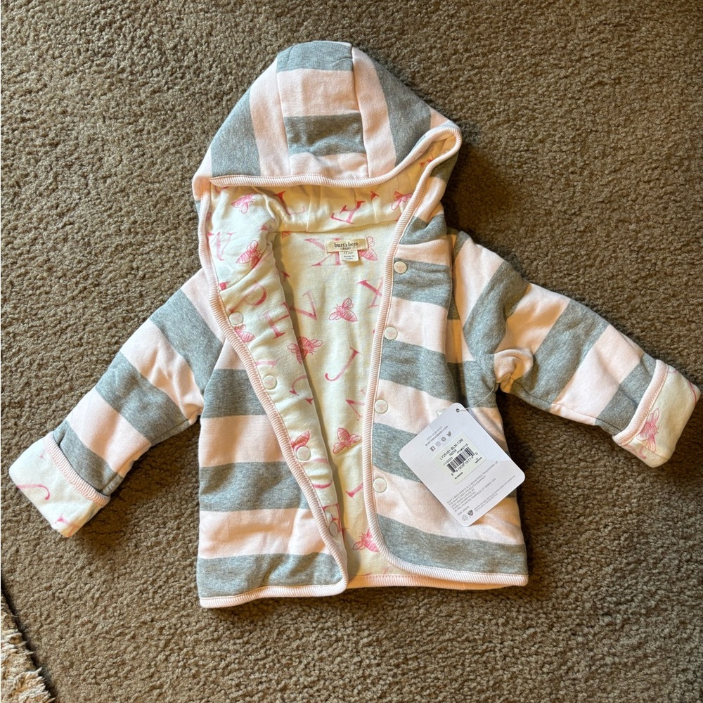 Burt's Bees Baby Jacket with Pink and Gray Accents